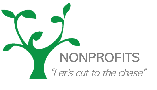 Nonprofits "Let's cut to the chase" with green tree logo